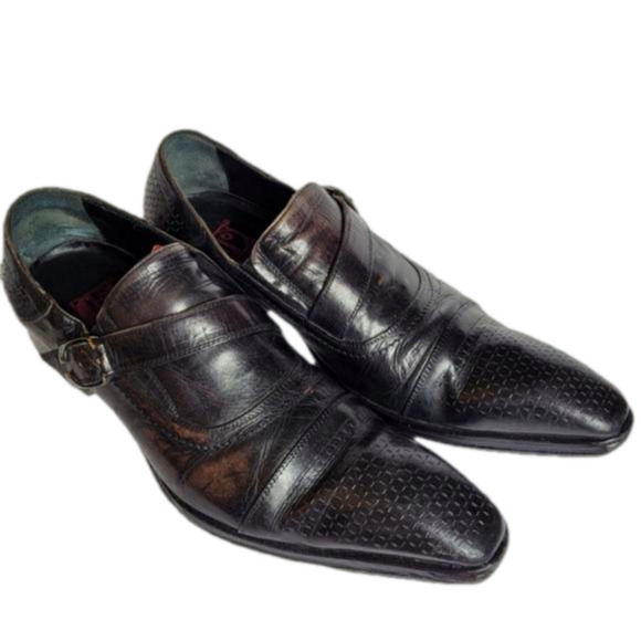 Jo Ghost Distressed Italian Leather Black Slip On Loafers Shoes Size 40 READ - Picture 1 of 12